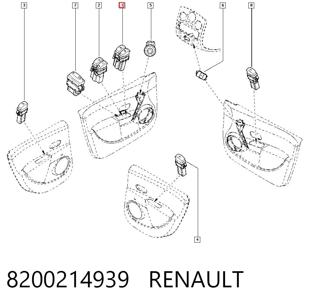 8200214939 Renault (RVI) Кнопка підйомника переднього лівого скла