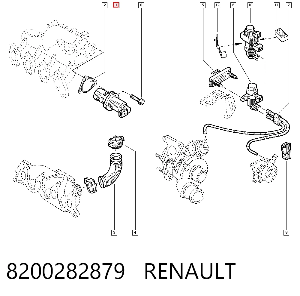 8200282879 Renault (RVI) Клапан рециркуляції відпрацьованих газів EGR