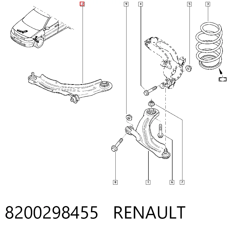 8200298455 Renault (RVI) Важіль передньої підвіски нижній, правий