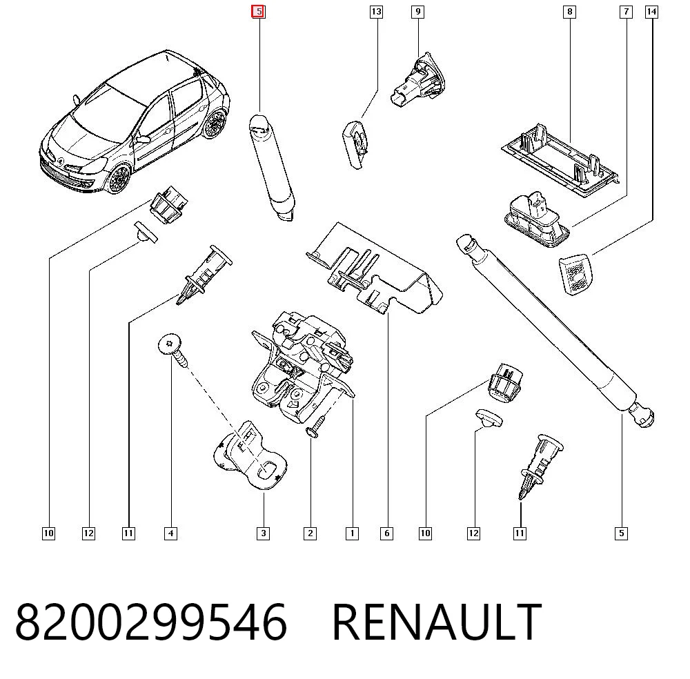 8200299546 Renault (RVI) Амортизатор кришки багажника / двері 3/5-ї задньої