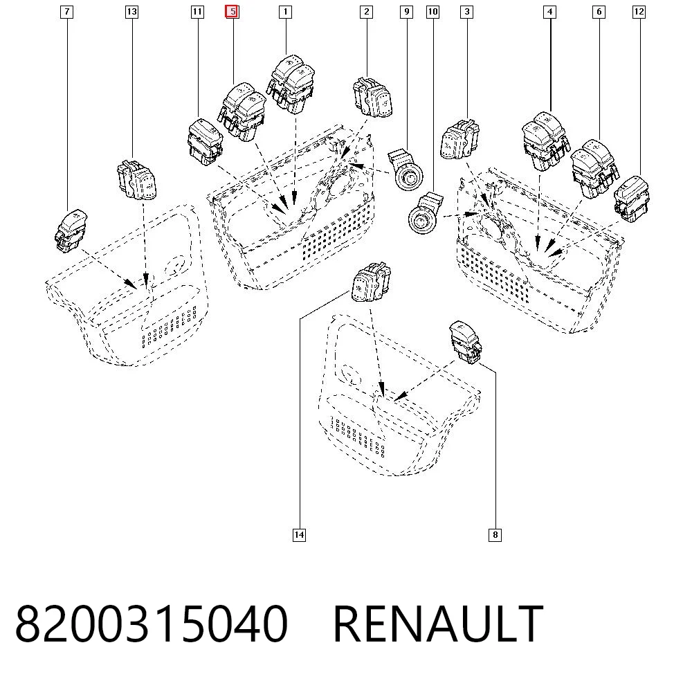 8200315040 Renault (RVI) Кнопки переднього лівого склопід'ємника