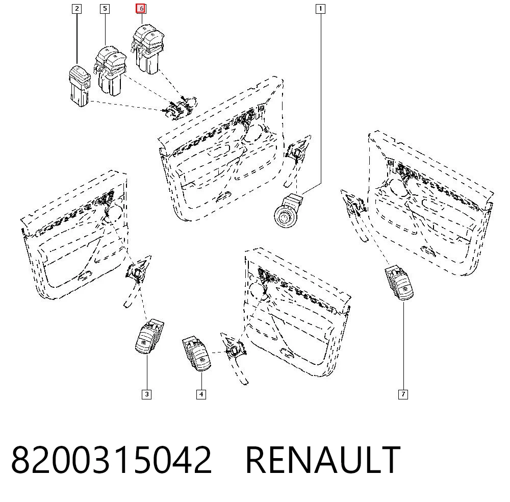 8200315042 Renault (RVI) Кнопки переднього лівого склопід'ємника