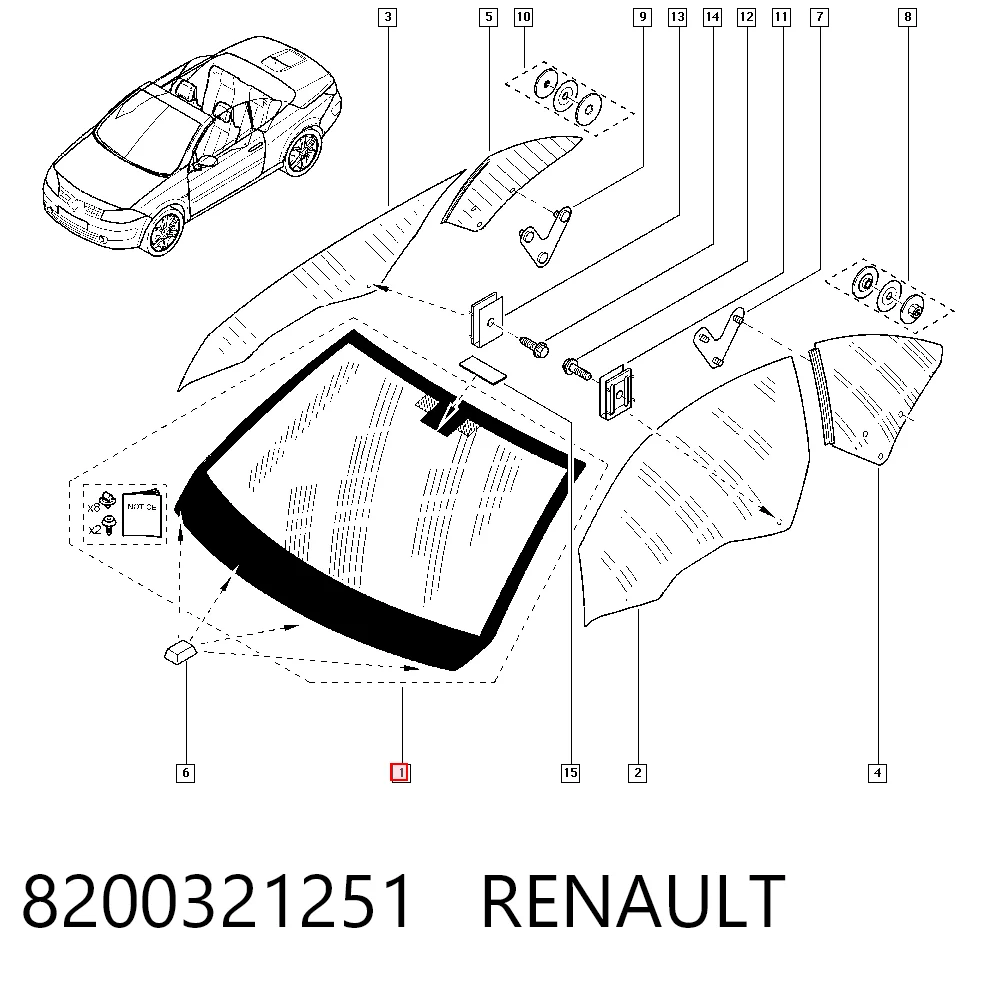 Автомобільне скло на Renault Megane II EM0, EM1