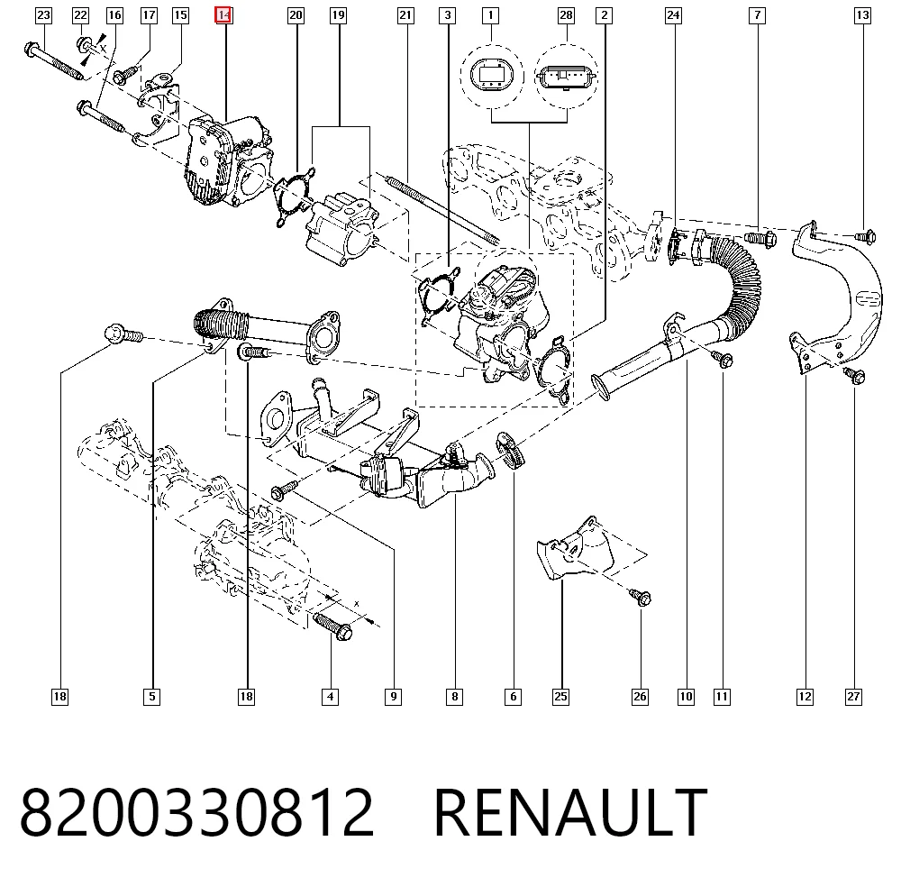 8200330812 Renault (RVI) Дросільна заслінка в зборі
