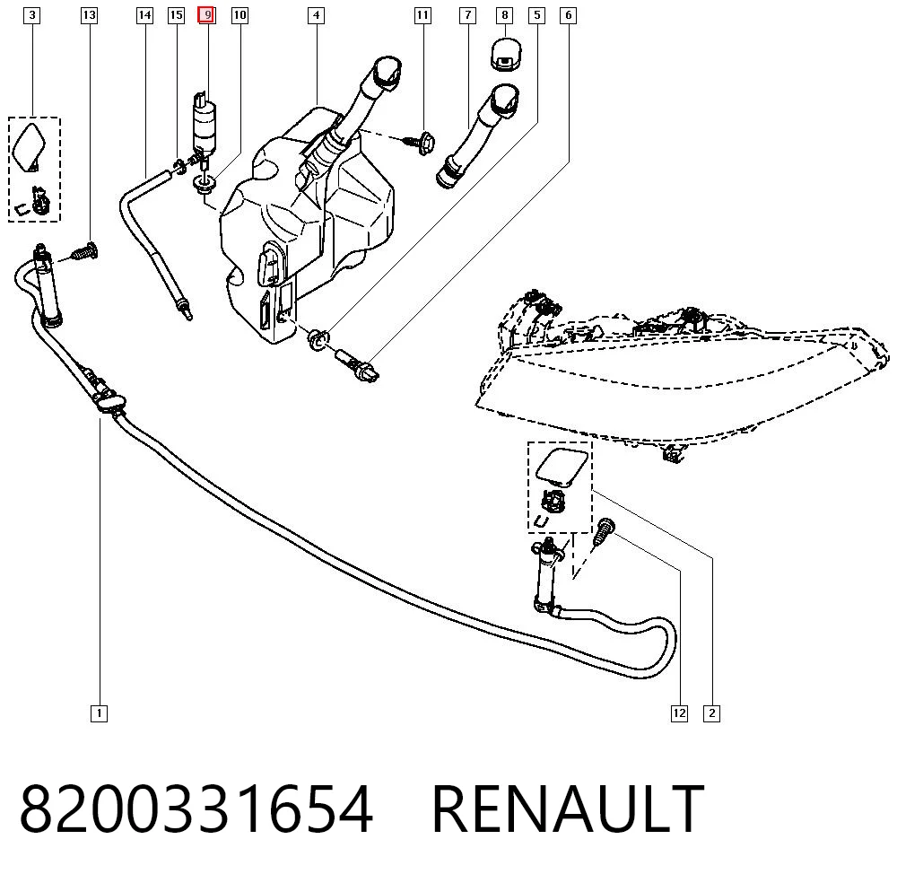 8200331654 Renault (RVI) Насос-двигун омивача фар