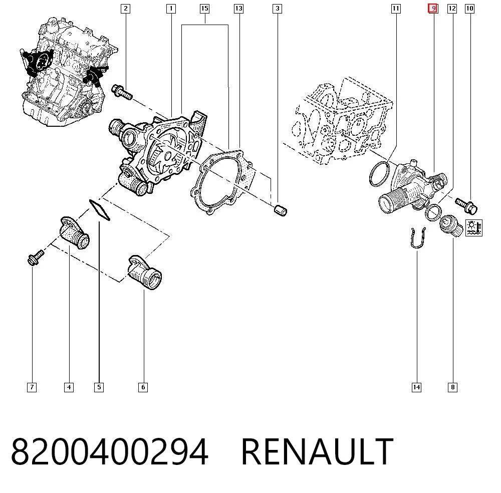 8200400294 Renault (RVI) Корпус термостата в зборі