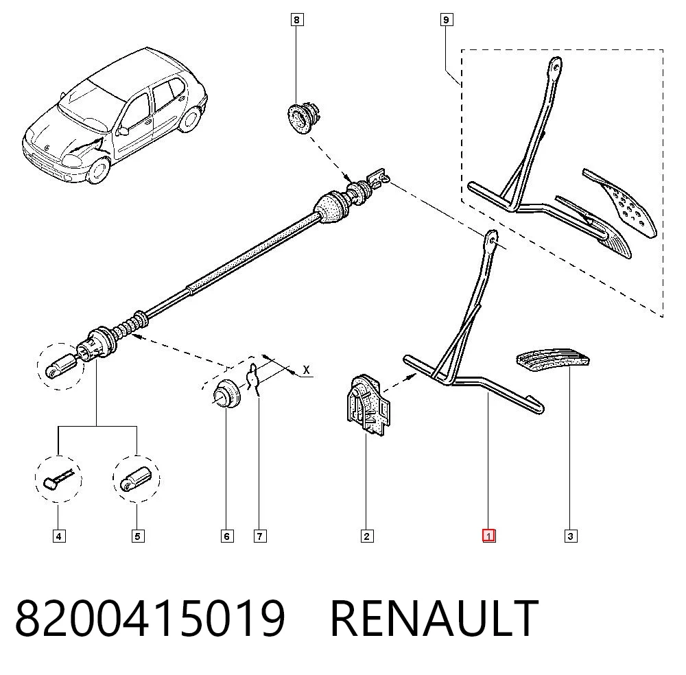 Підаль газу Renault Clio SYMBOL седан (LB0, LB1, LB2) (1998 - 2008) ціна, від 115.29 USD