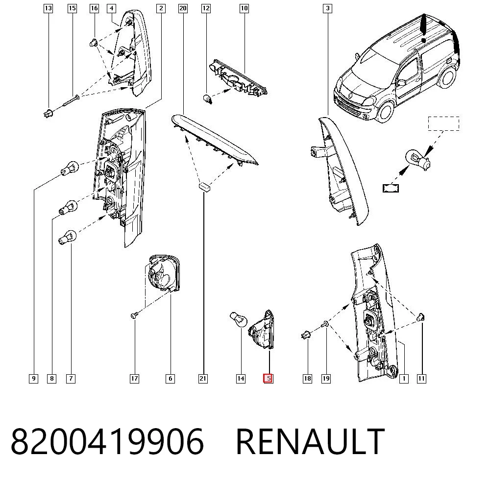 8200419906 Renault (RVI) Протівотуманнка задня, ліва