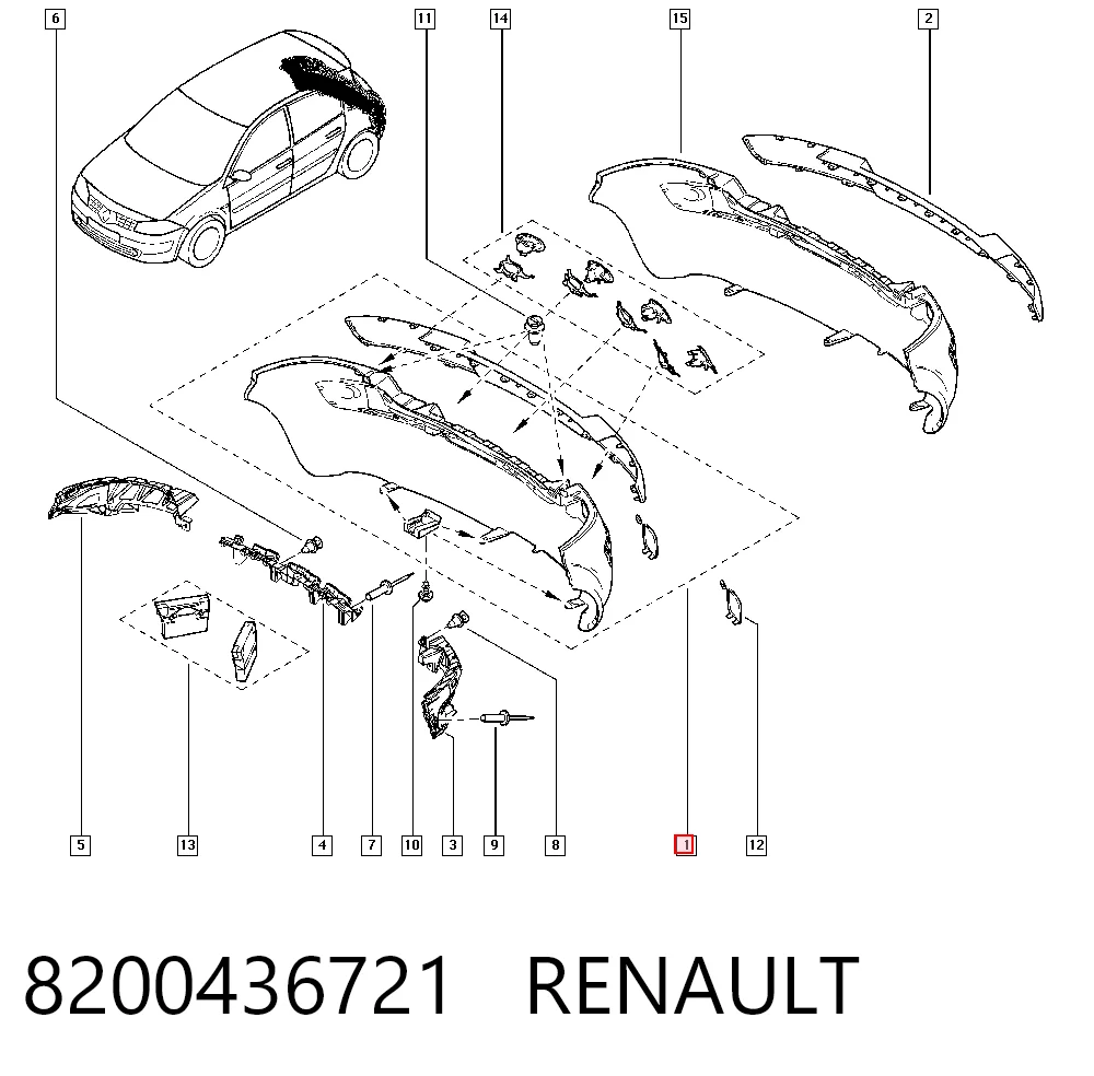 Кожух бампера заднього Renault Megane II хетчбек (BM0, CM0, BM1, CM1) (2002 - 2012) ціна, від 112.23 USD