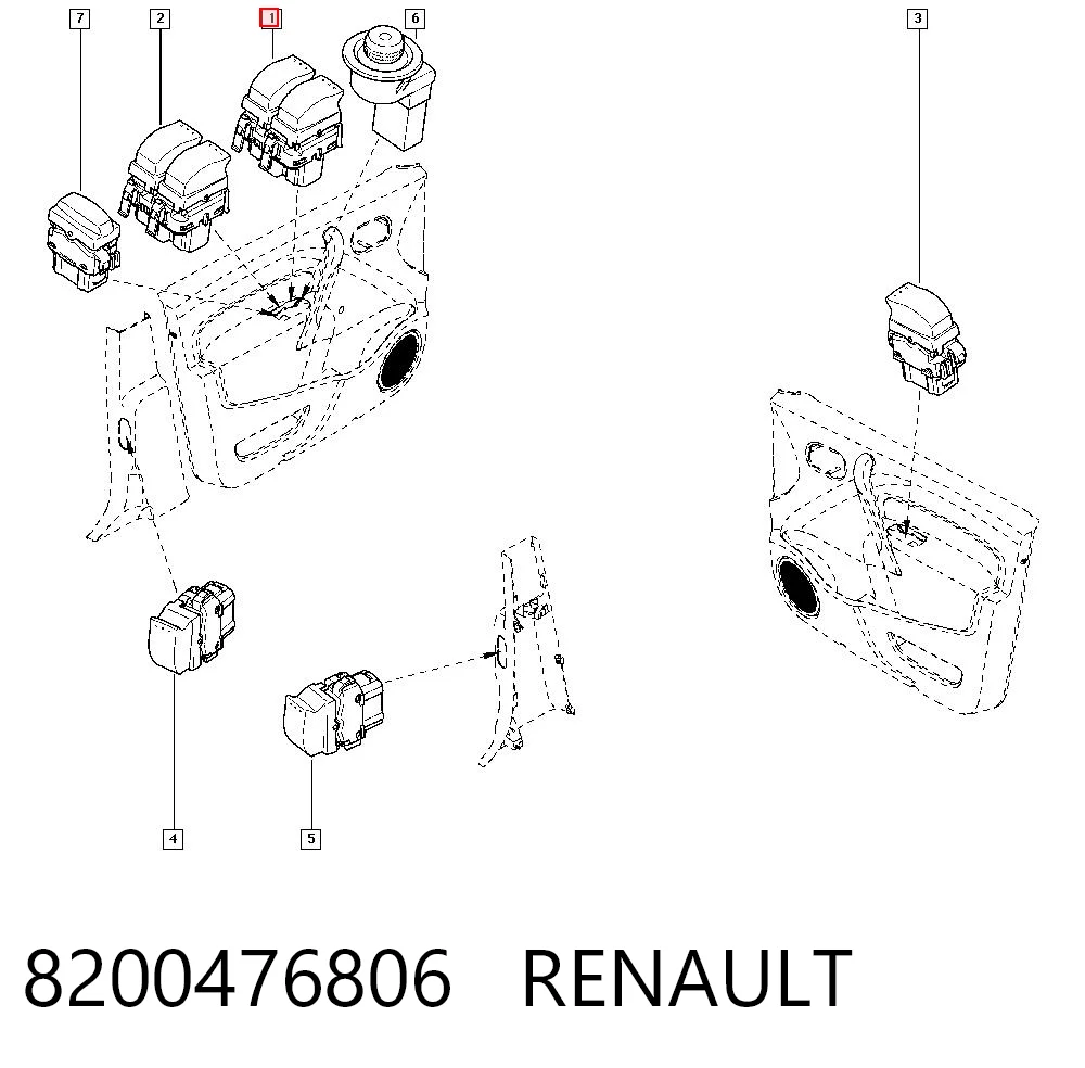 8200476806 Renault (RVI) Кнопки переднього лівого склопід'ємника