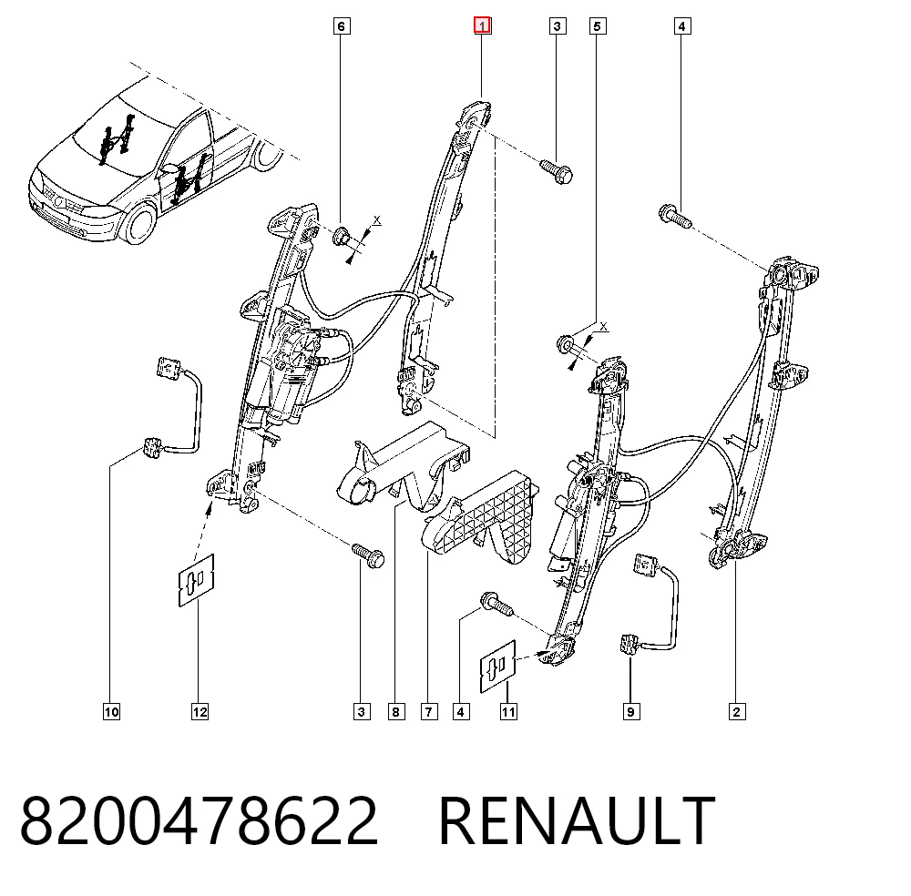 Механізм склопідіймача дверей передніх, правих Polcar 6012PSE2 ціна, від 54.09 USD