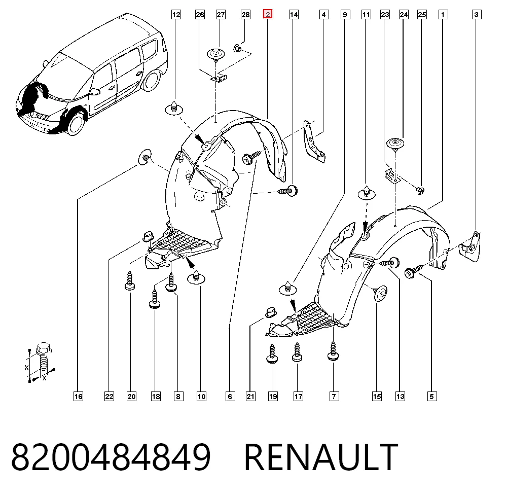 Підкрилок переднього крила, правий на Renault Espace IV JK0