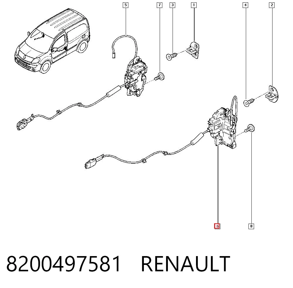 Замок водійських дверей на Renault Kangoo II FW0