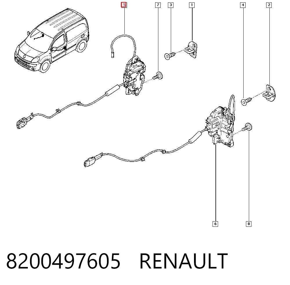 Замок передньої двері, лівої Renault Kangoo II фургон (FW0) (2008 - 2021) ціна, від 204.51 USD