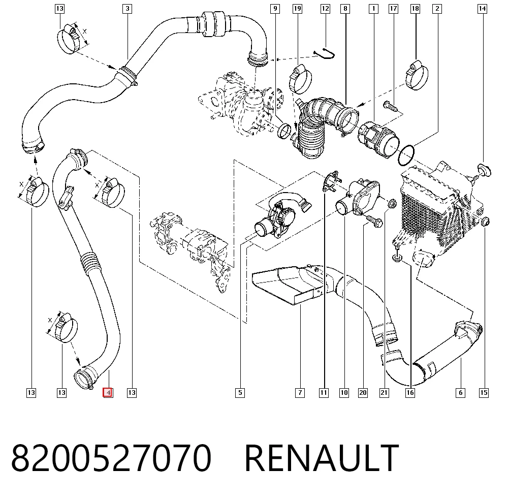 8200527070 Renault (RVI) Трубка, що нагнітається