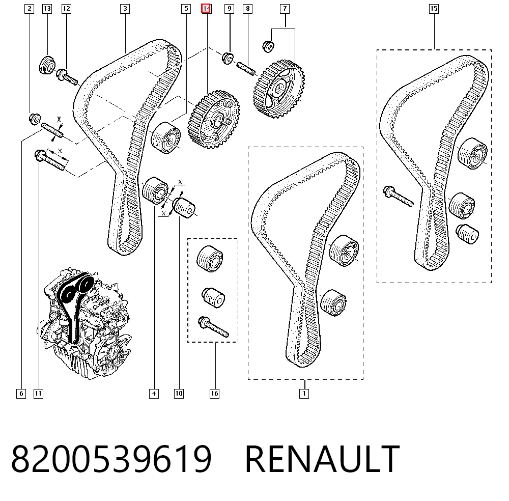 8200539619 Renault (RVI) Зірка-шестерня розподільного валу двигуна, впускного