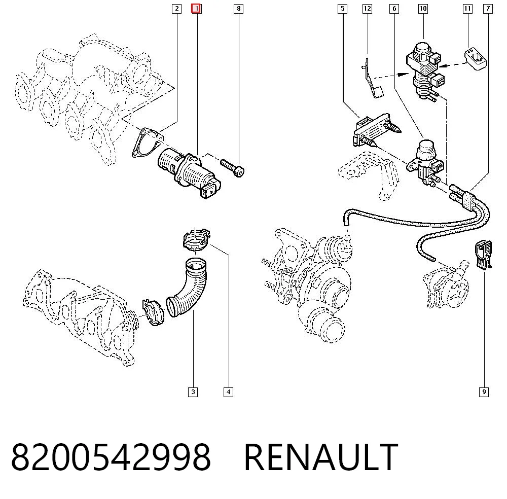 8200542998 Renault (RVI) Клапан рециркуляції відпрацьованих газів EGR