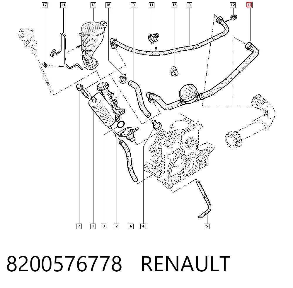 Трубка відводу картерних газів Renault Scenic II