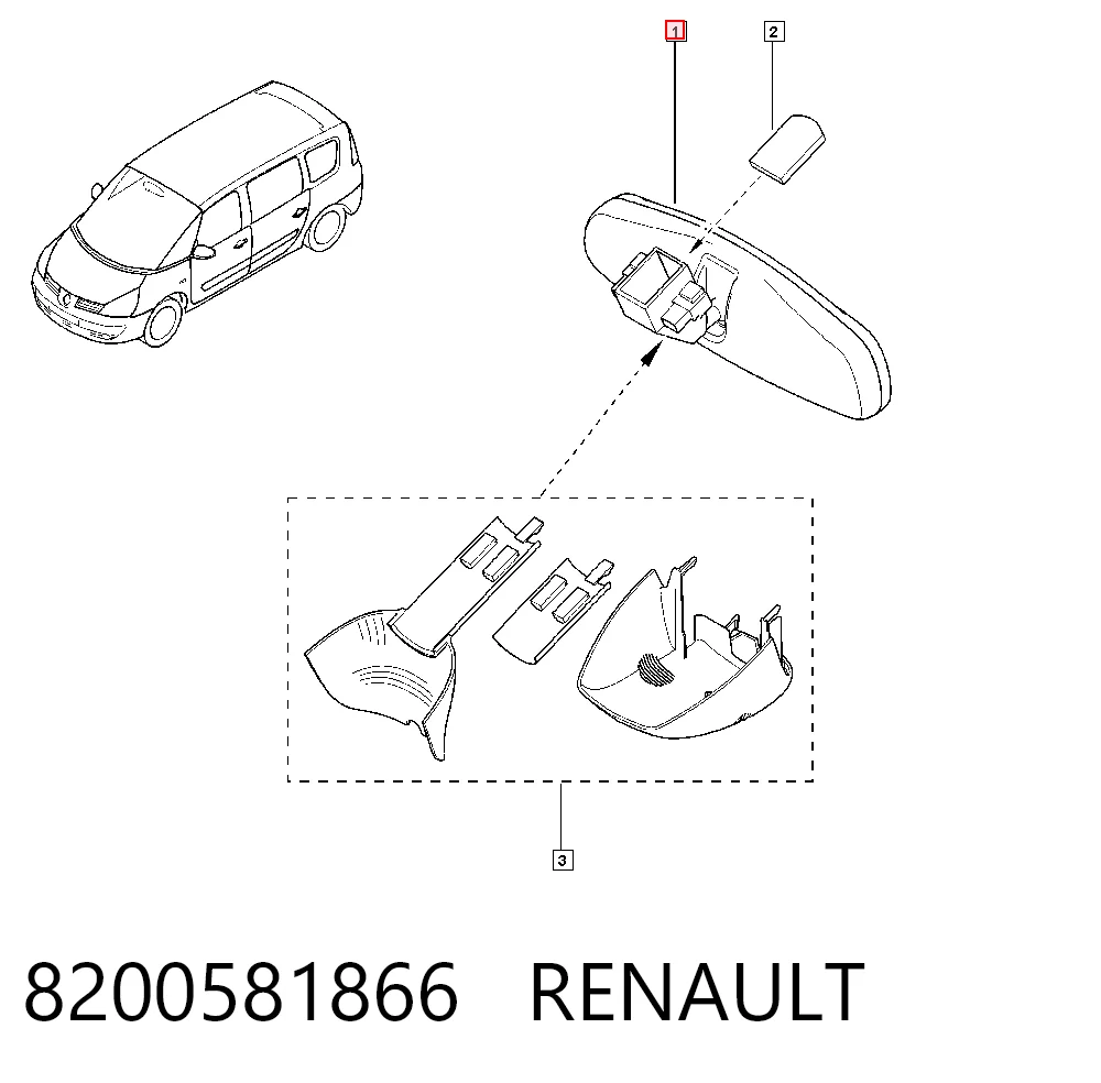 Салоне дзеркало заднього виду на Renault Vel Satis  BJ0