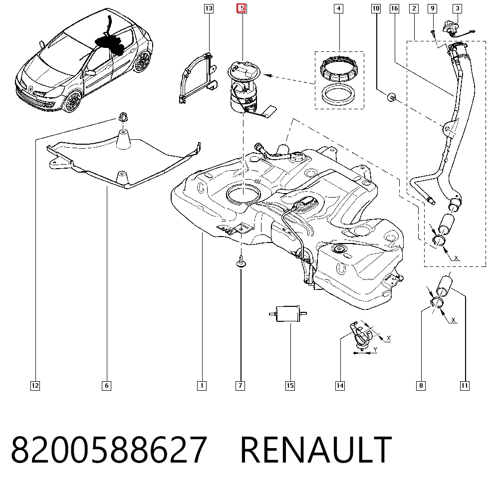 Датчик бензобака на Renault Clio III BR01, CR01