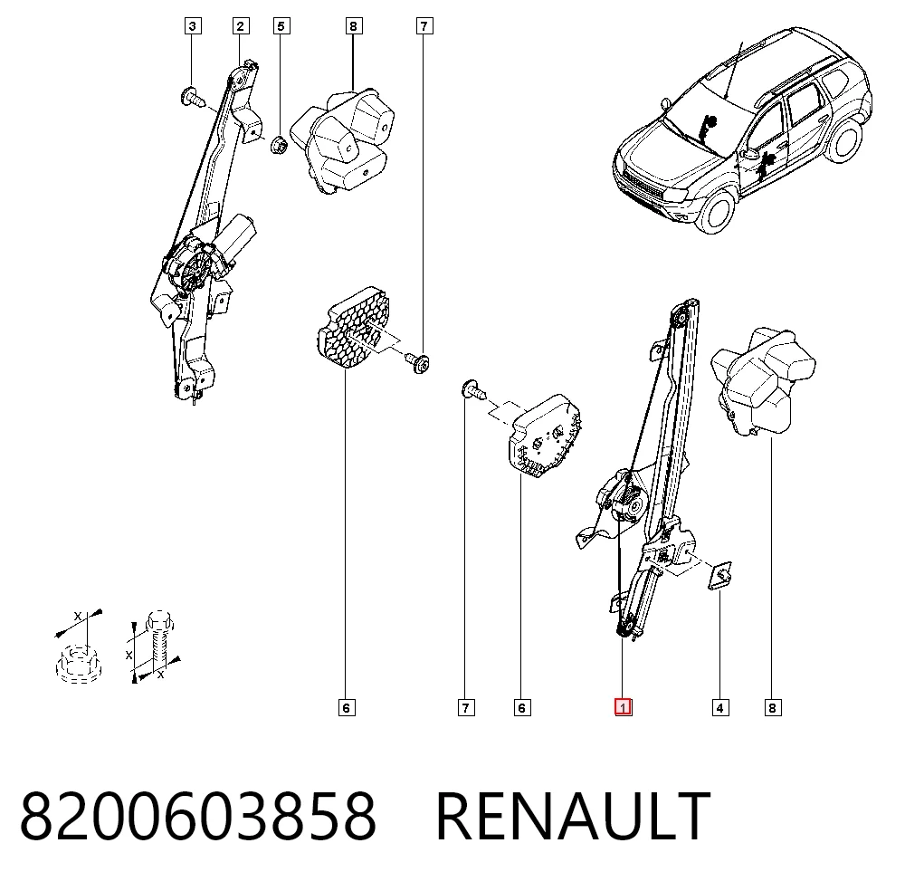 Купити Склопідйомник передньої лівої двері Renault DUSTER I HS
