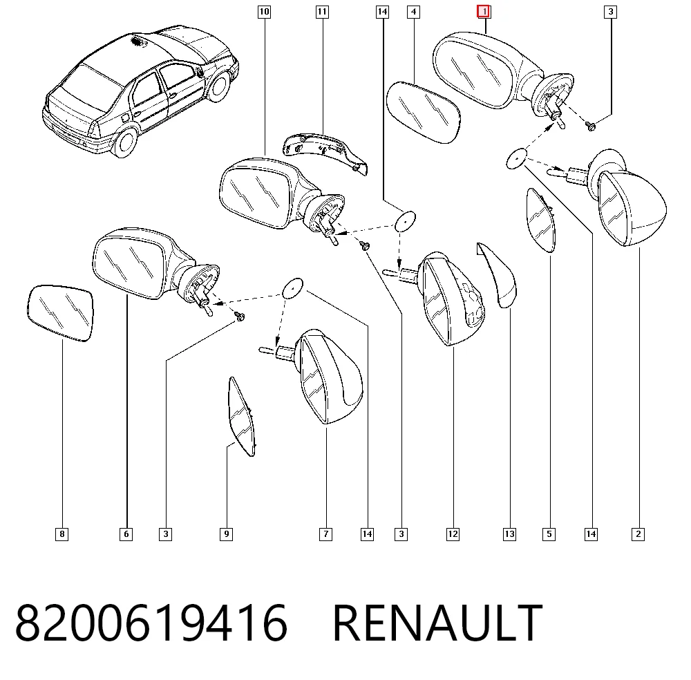 Дзеркало ліве Renault LOGAN I