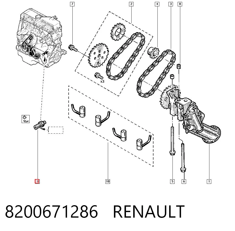 8200671286 Renault (RVI) Датчик показника тиску масла