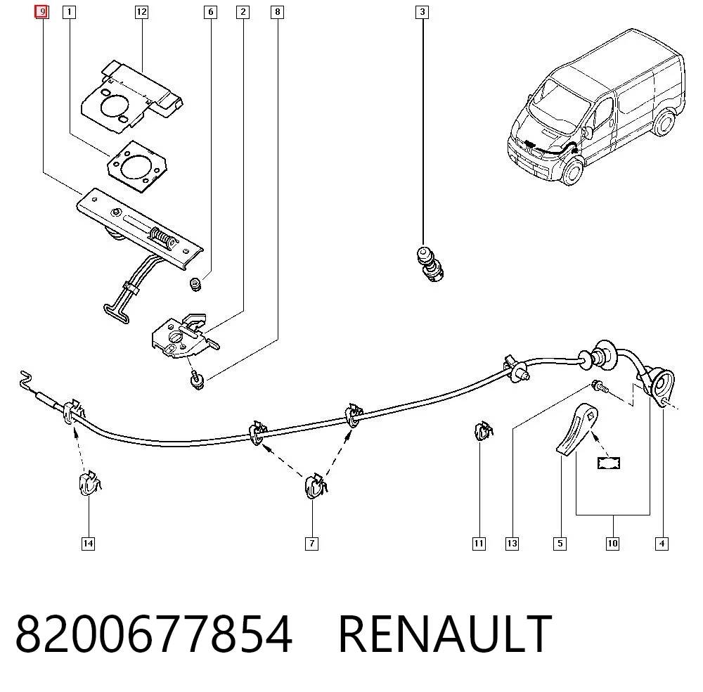 8200677854 Renault (RVI) Запор капота (замок і привід замка капота)