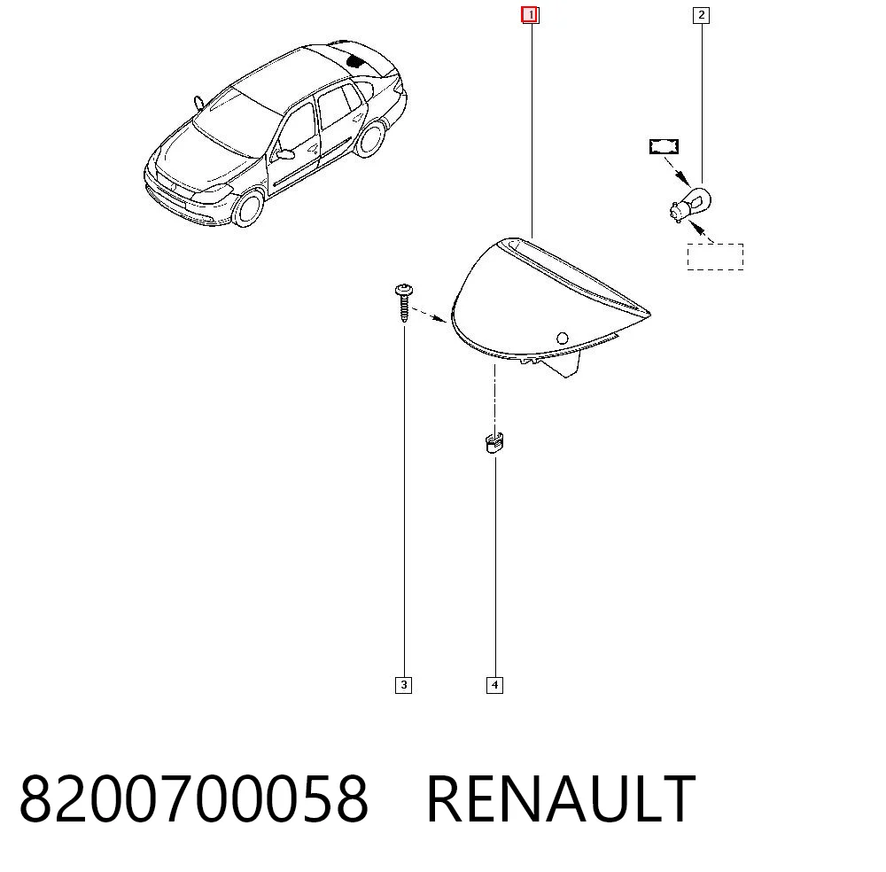 Стоп-сигнал заднього скла на Renault Clio SYMBOL LU