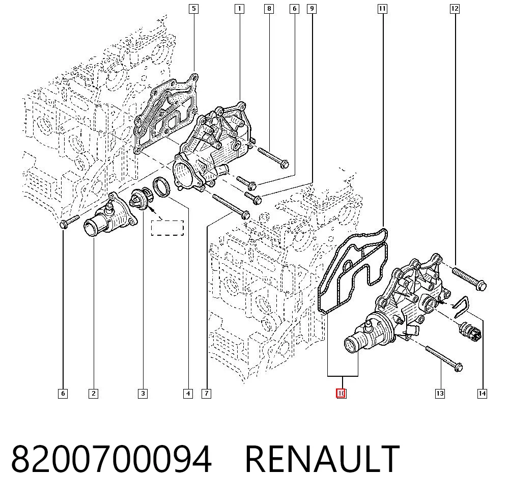 8200700094 Renault (RVI) Корпус термостата в зборі