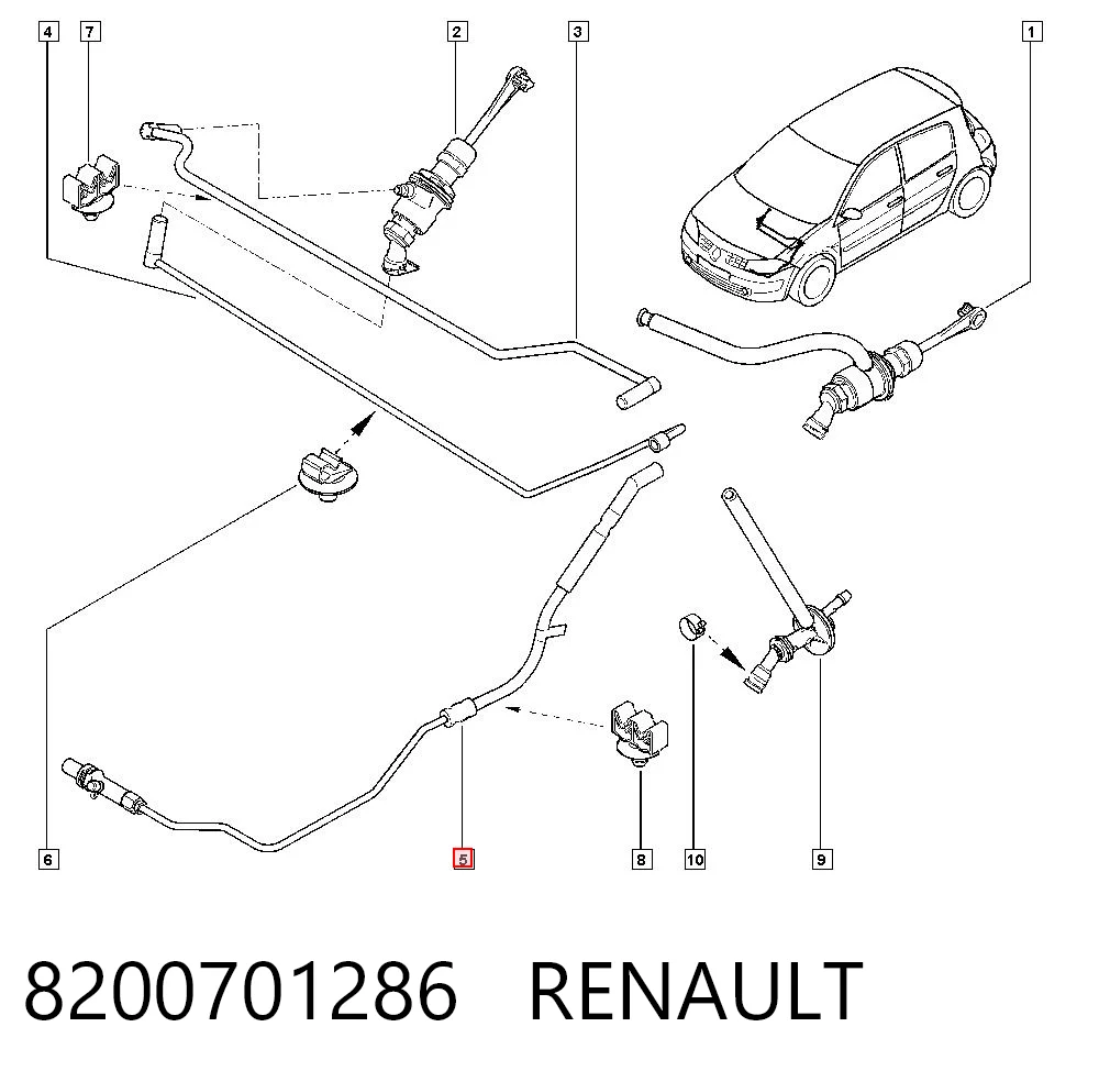 Трубка гідроприводу зчеплення на Renault Kangoo II FW0