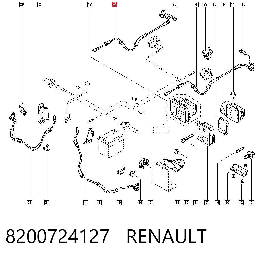 8200724127 Renault (RVI) Датчик АБС (ABS) задній