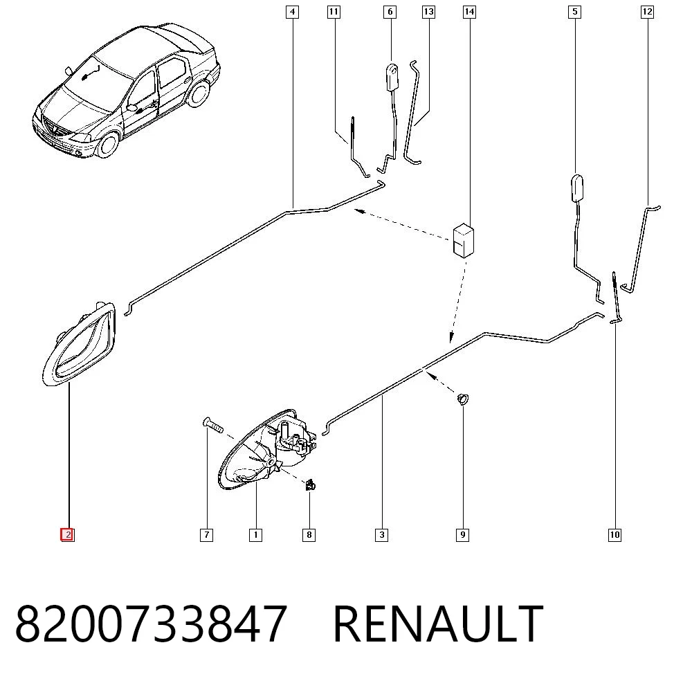 8200733847 Renault (RVI) Ручка двері правою внутрішня перед/зад