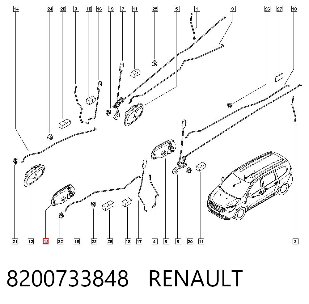 8200733848 Renault (RVI) Ручка дверей лівих, внутрішня, перед/зад