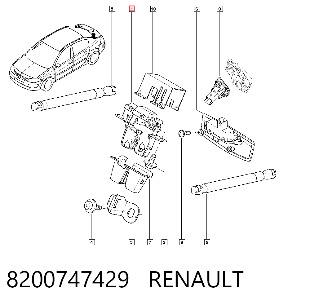 8200747429 Renault (RVI) Замок п'ятих дверей