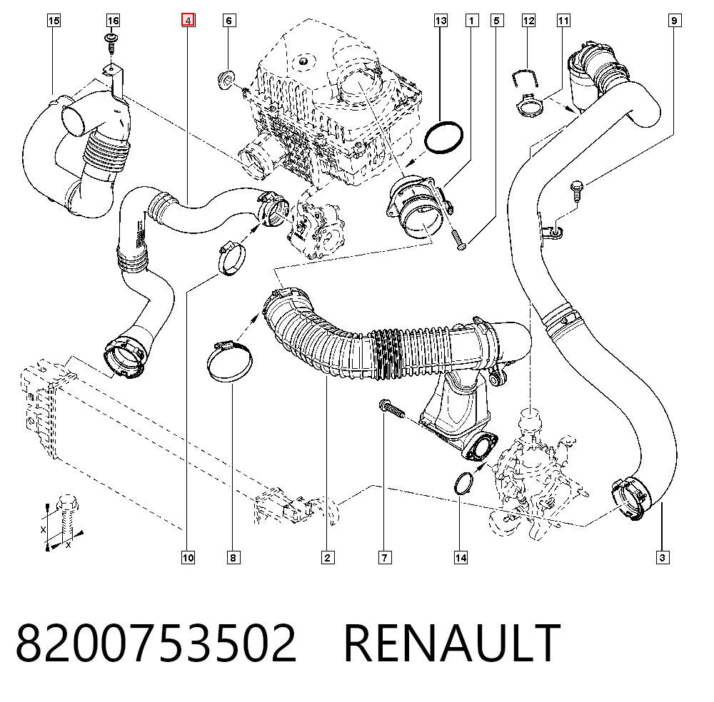 8200753502 Renault (RVI) Трубка, що нагнітається