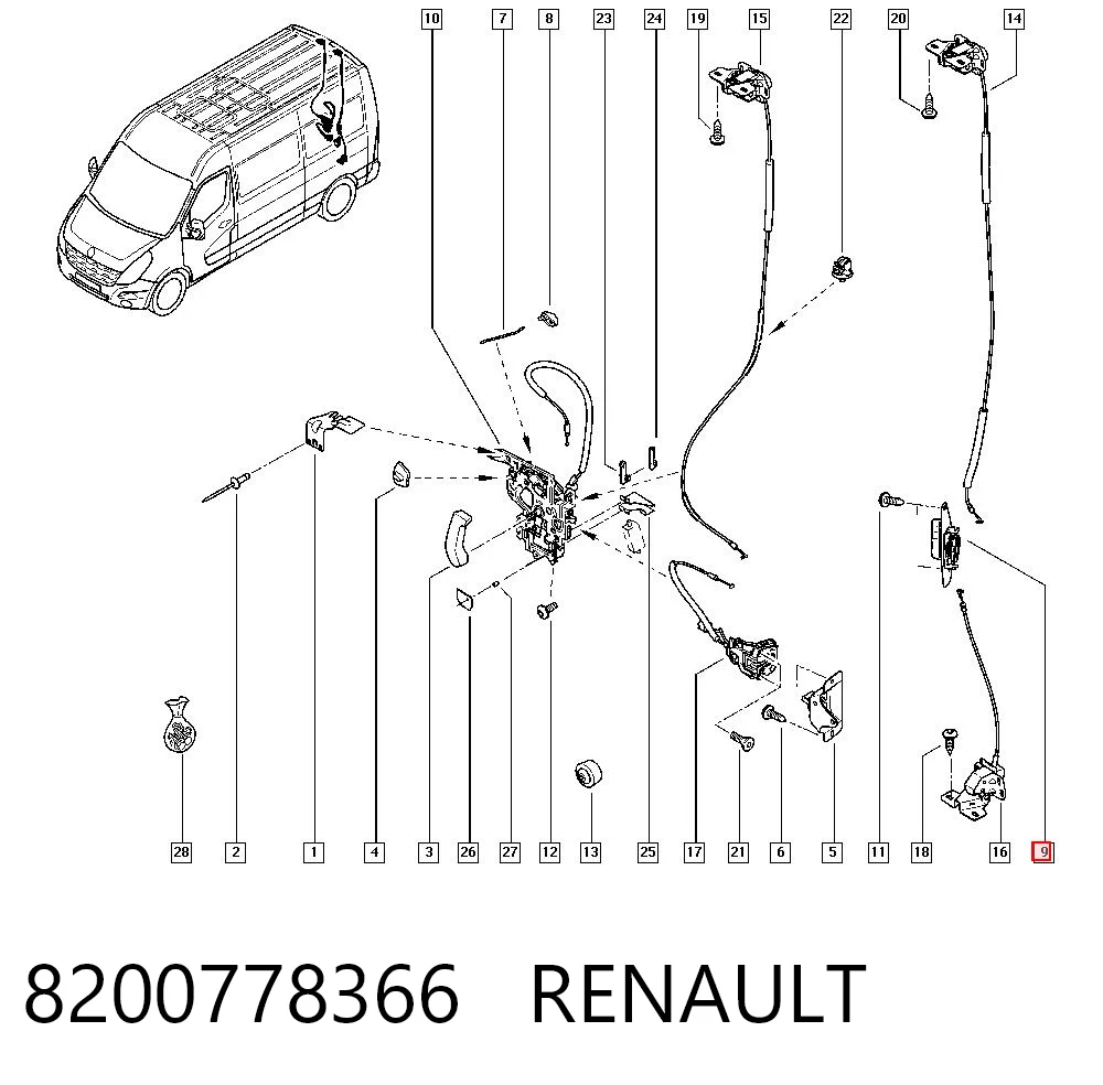 Ручка задньої (двостулкової) двері ліва внутрішня GP GP8200778366 ціна, від 8.48 USD
