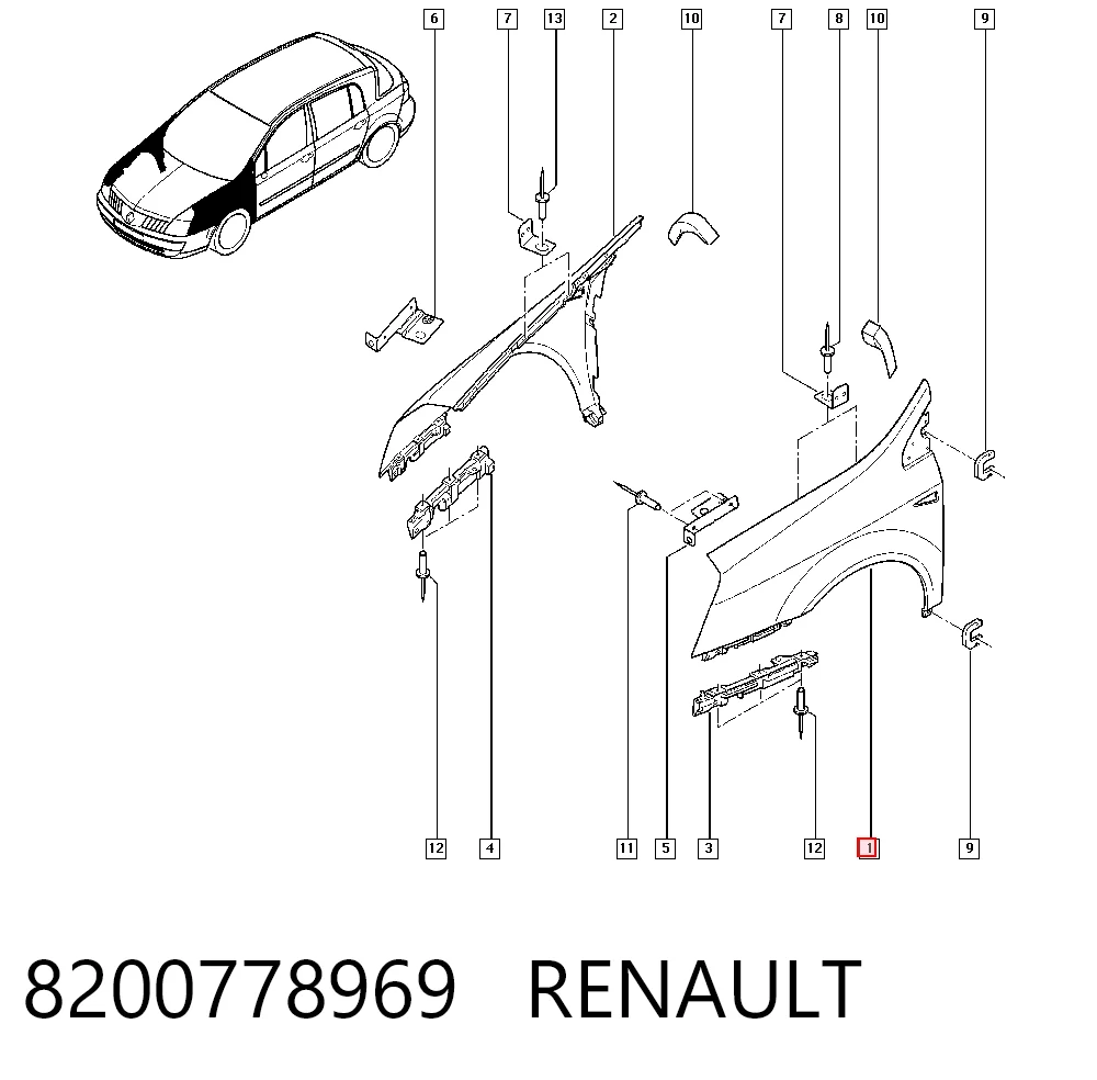 Ліве переднє крило Renault Vel Satis хетчбек (BJ0) (2002 - 2009) ціна, від 85.39 USD
