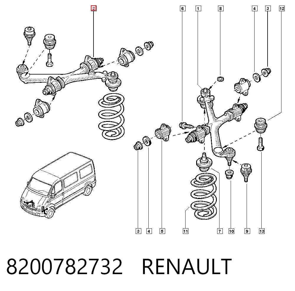 Важіль передньої підвіски верхній, правий на Renault Master II HD, FD