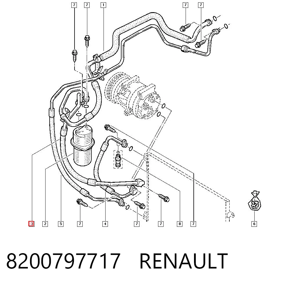 93861612 Opel Шланг кондиціонера, від осушувача до компресора
