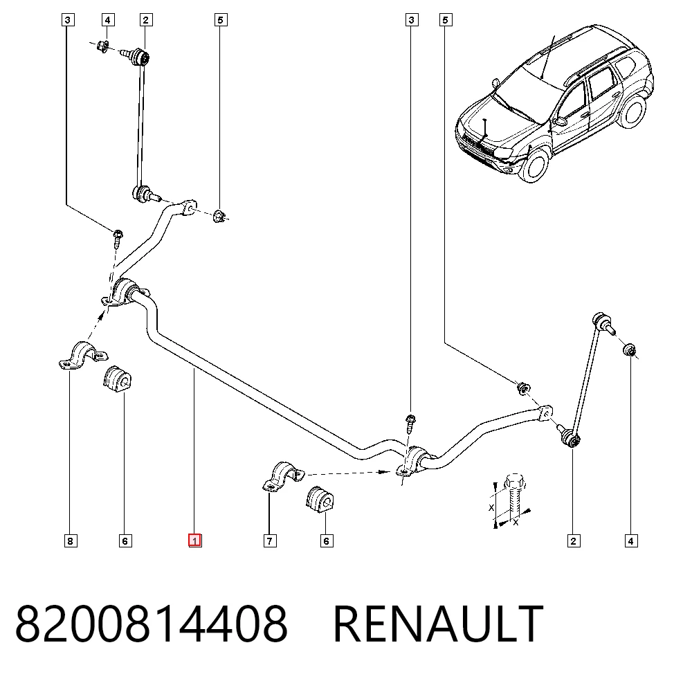 Стабілізатор передній стійкості Renault DUSTER I позашляховик (HS) (2010 - 2026) ціна, від 133.07 USD