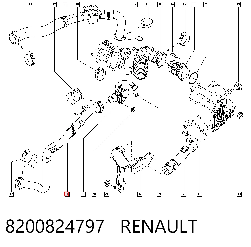 8200824797 Renault (RVI) Трубка, що нагнітається