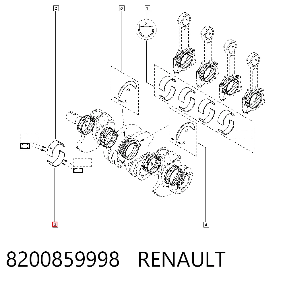 Вкладиші колінвала, корінні, комплект, стандарт (STD) 403805004 SM