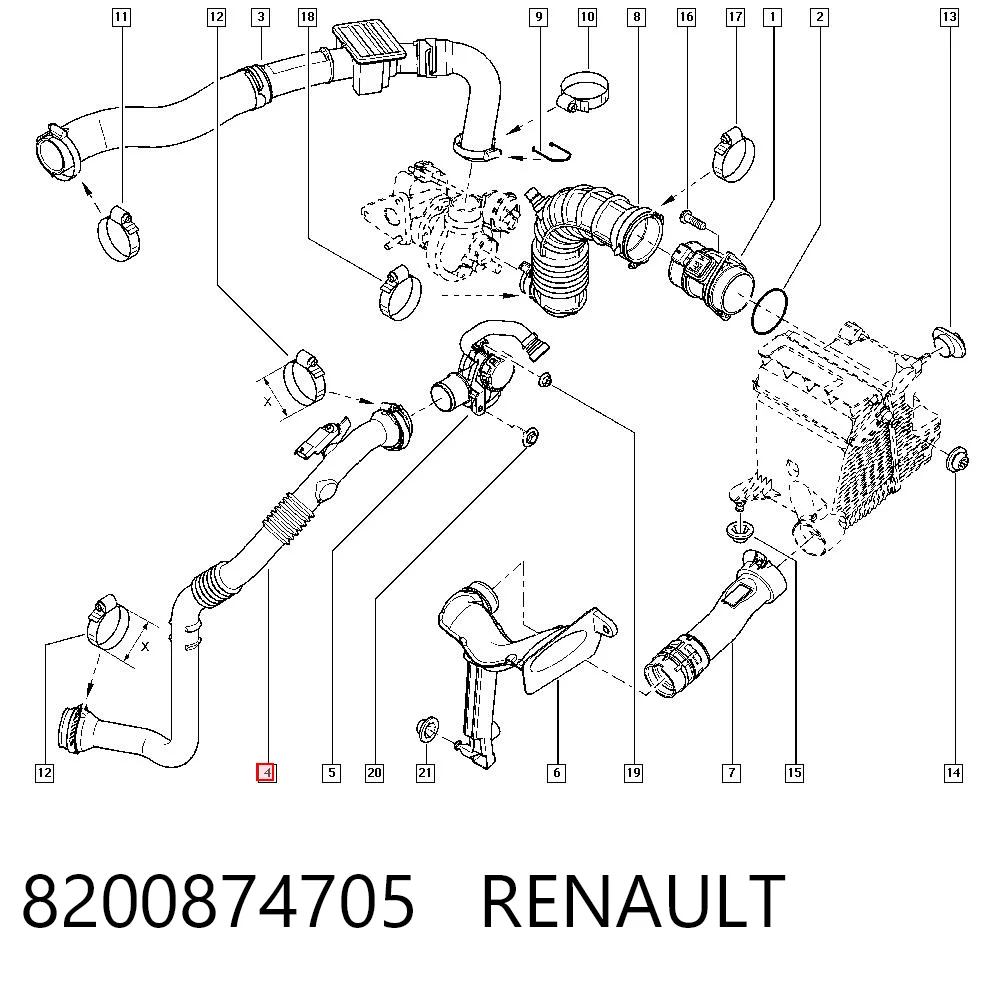 8200874705 Renault (RVI) Трубка, що нагнітається