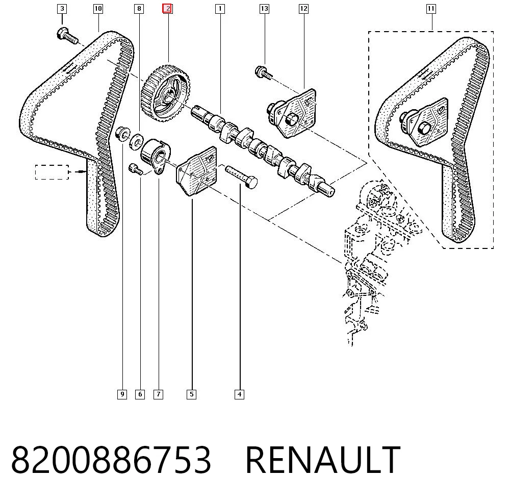 8200886753 Renault (RVI) Шестерня приводу розподільного валу