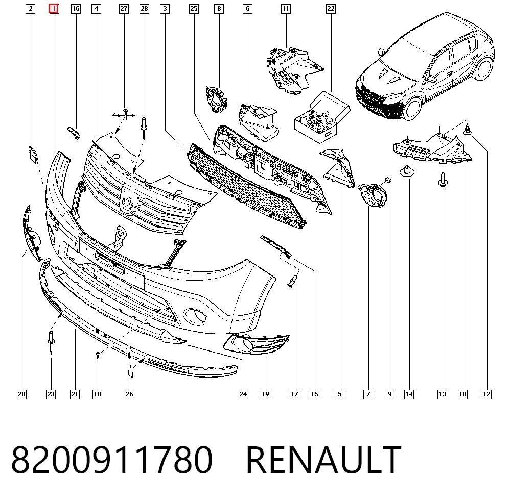 Купити 8200526596 Nissan/Infiniti Буфер (бампер) передній