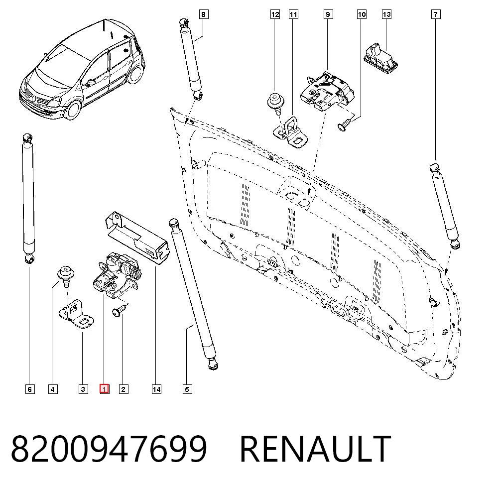 8200947699 Renault (RVI) Замок п'ятих дверей