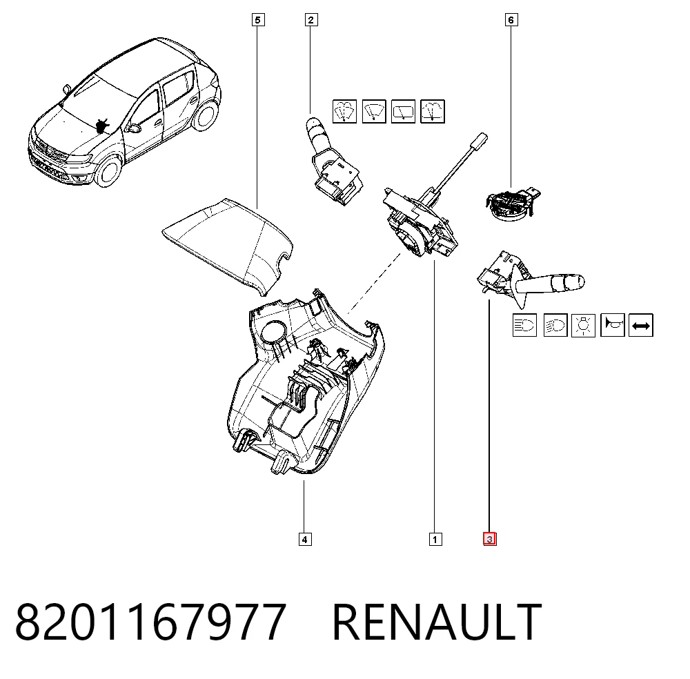 8201167977 Renault (RVI) Перемикач підрульовий, лівий