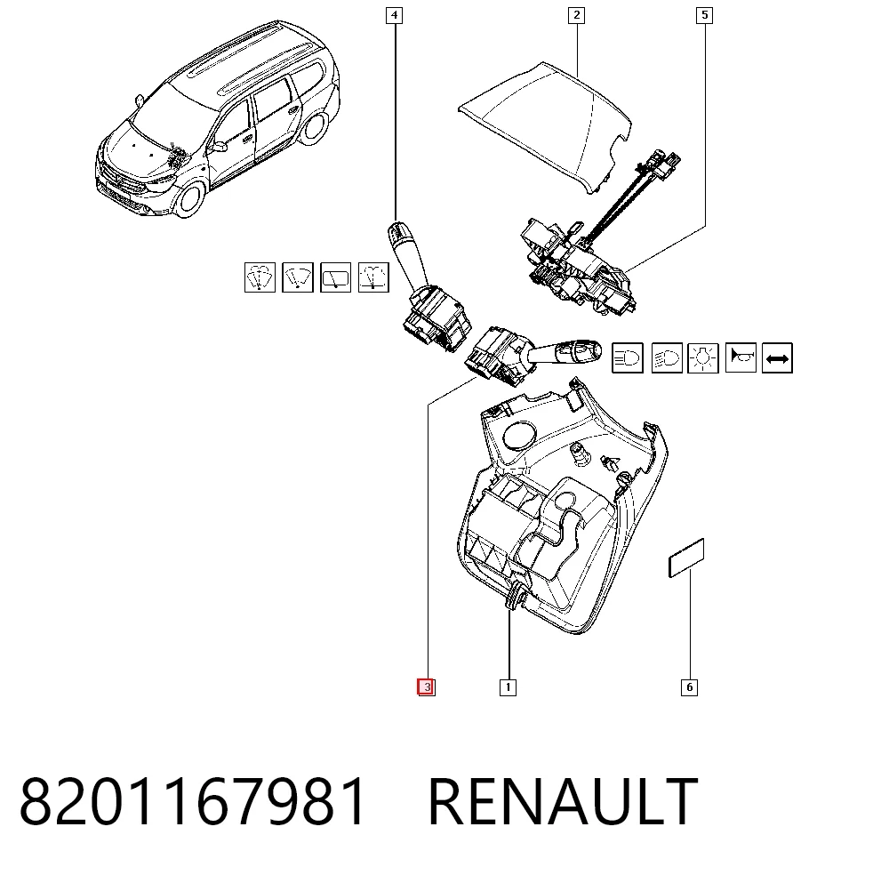8201167981 Renault (RVI) Перемикач підрульовий, лівий