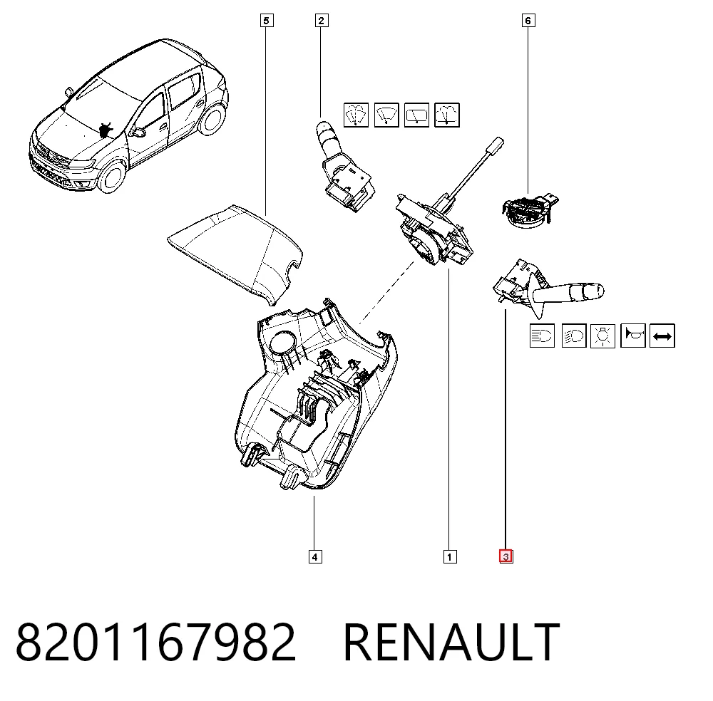 8201167982 Renault (RVI) Перемикач підрульовий, лівий